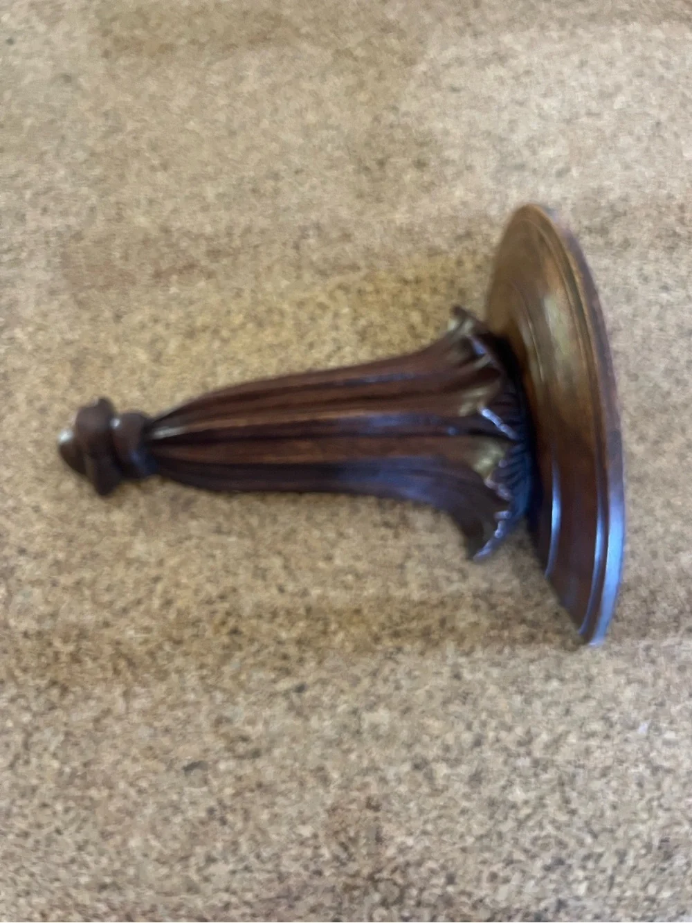 Vintage 15” Hand Carved Fluted Solid Dark Stained Wood Wall Sconce Shelve